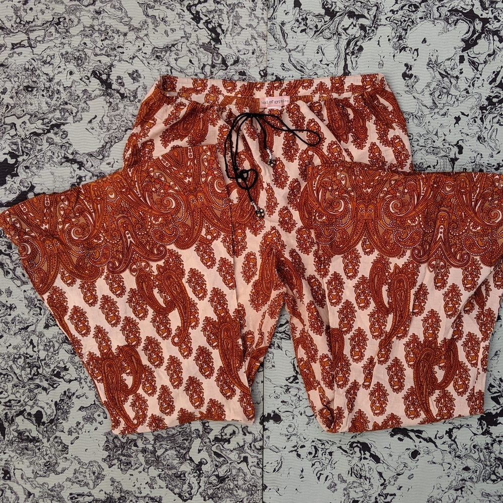 Paisley Cotton Flare Pants